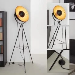 Briloner Leuchten 1380-015 Piantana Retro Vintage E27, 60 W, Nero/Oro, 148 X 58 X 58 Cm, Diametro Plafoniera 34.5 Cm -Offerta economica OSRAM || Paulmann || ATMOSPHERA 32998536 3