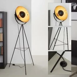 Briloner Leuchten 1380-015 Piantana Retro Vintage E27, 60 W, Nero/Oro, 148 X 58 X 58 Cm, Diametro Plafoniera 34.5 Cm -Offerta economica OSRAM || Paulmann || ATMOSPHERA 32998536 4