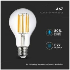 V-TAC VT-2328 LAMPADINA LED E27 18W BULB A67 FILAMENT 2520 Lm Luce Bianca Calda 2700K -Offerta economica OSRAM || Paulmann || ATMOSPHERA 33112538 3