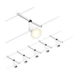 Paulmann CorDuo, Sistema Di Cavi Per Faretti, 94458, Set Salt, Massima CC 5 Pezzi Da 10 Watt Luno, Estensibile, Bianco, Opaco, Cavi In Plastica, GU 5,3, Senza Lampadine