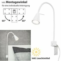 Briloner Leuchten Lampada Da Letto A LED, Braccio Flessibile, Con Interruttore On/off, 4 Watt, 400 Lumen, 3.000 Kelvin, Colore Bianco -Offerta economica OSRAM || Paulmann || ATMOSPHERA 33379998 3