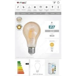 V-TAC VT-2028 LAMPADINA LED IN VETRO E27 10W BULB A67 FILAMENTO AMBRATA 900 Lm -Offerta economica OSRAM || Paulmann || ATMOSPHERA 34711838 3