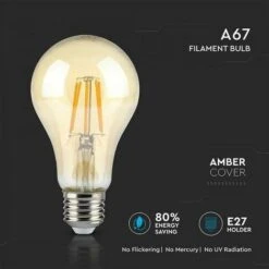 V-TAC VT-2028 LAMPADINA LED IN VETRO E27 10W BULB A67 FILAMENTO AMBRATA 900 Lm -Offerta economica OSRAM || Paulmann || ATMOSPHERA 34711838 5