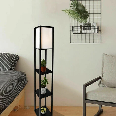 Lampada Da Terra Piantana Con Libreria 3 Livelli Mensola Scaffale In Legno E27 Mensole Moderna 26 X 26 X 160cm Nera 3 Lampada Da Terra Piantana Con Libreria 3 Livelli Mensola Scaffale In Legno E27 Mensole Moderna 26 X 26 X 160cm Nera