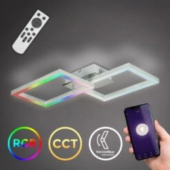 B.K.Licht Plafoniera LED Smart WiFi, App E Telecomando, Controllo Vocale, Dimmerabile, CCT Luce Calda, Neutra, Fredda, Colorata RGB, IOS & Android -Offerta economica OSRAM || Paulmann || ATMOSPHERA 35324381 3