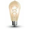 V-TAC VT-2065D LAMPADINA LED E27 VETRO 5W BULB ST64 FILAMENTO AMBRATA DIMMERABILE 300 Lm LUCE 2200K