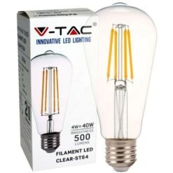 V-TAC VT-2105D LAMPADINA LED E27 VETRO 4W BULB ST64 FILAMENTO 500 Lm LUCE 2700K