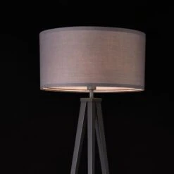 Lampada Da Terra In Stile Treppiedi Con Base In Metallo E Paralume Cilindrico In Tessuto E27 60W Piantana Tripode - Grigio Chiaro - Lux.pro -Offerta economica OSRAM || Paulmann || ATMOSPHERA 36230472 5