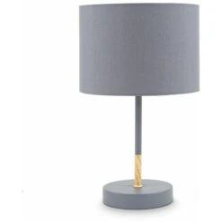 B.K.Licht I Lampada Da Tavolo In Tessuto Grigio I E27 I 1 Fiamma I Paralume In Tessuto 20 Cm I Interruttore Con Cavo Da 140 Cm I Senza Lampadina