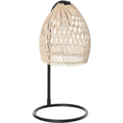 HOMCOM Lampada Da Tavolo In Rattan, Attacco E27 Potenza Max 40W Ф20x41cm, Beige