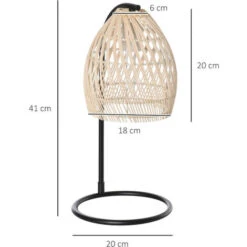 HOMCOM Lampada Da Tavolo In Rattan, Attacco E27 Potenza Max 40W Ф20x41cm, Beige -Offerta economica OSRAM || Paulmann || ATMOSPHERA 36606696 3
