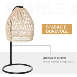 HOMCOM Lampada Da Tavolo In Rattan, Attacco E27 Potenza Max 40W Ф20x41cm, Beige -Offerta economica OSRAM || Paulmann || ATMOSPHERA 36606696 5
