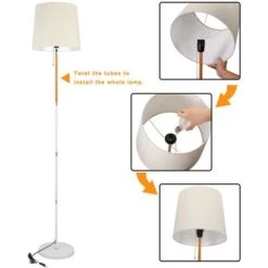 Lampada Piantana Terra Design Moderno Paralume E27 Tessuto Legno Metallo -Offerta economica OSRAM || Paulmann || ATMOSPHERA 41009351 4