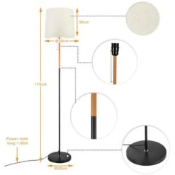 Lampada Piantana Terra Design Moderno Paralume E27 Tessuto Legno Metallo Nero -Offerta economica OSRAM || Paulmann || ATMOSPHERA 41009355 3