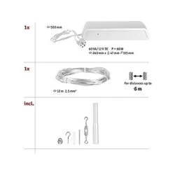 Paulmann 94428, Sistema A Corda Basic Set DC Max. 60 Watt Espandibile, Cromo Opaco, Fune Metallica In Plastica -Offerta economica OSRAM || Paulmann || ATMOSPHERA 41653417 3