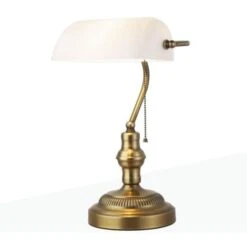 BANQUERO Lampada Da Tavolo E Da Scrivania Vintage E27 Colore Bianco