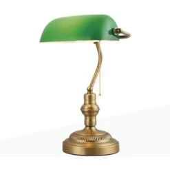 BANQUERO Lampada Da Tavolo E Da Scrivania Vintage E27 Colore Verde