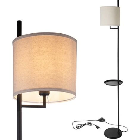 Lampada Piantana Terra Design Moderno Paralume E27 Tessuto Con Tavolino Nero 3 Lampada Piantana Terra Design Moderno Paralume E27 Tessuto Con Tavolino Nero