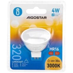 Faretto Led MR16 4W SMD Apertura 120 Gradi Bianco Caldo 3000K Aigostar -Offerta economica OSRAM || Paulmann || ATMOSPHERA 4304976 3