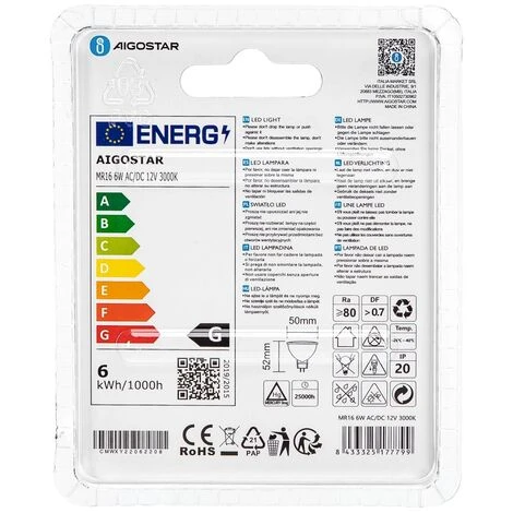Faretto Led MR16 6W SMD Apertura 120 Gradi Bianco Caldo 3000K Aigostar 6 Faretto Led MR16 6W SMD Apertura 120 Gradi Bianco Caldo 3000K Aigostar - immagine 4