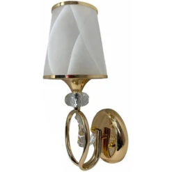 Lampada Da Comodino A Parete Lume A Muro Applique Moderno Lumetto Abat Jour Con Pendoli In Vetro Oro