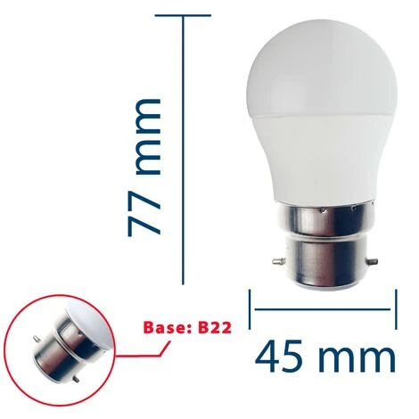 Lampadina SMD LED, Sfera P45, 6W/490lm, Base B22 (Francia), 4000K 5 Lampadina SMD LED, Sfera P45, 6W/490lm, Base B22 (Francia), 4000K - immagine 3
