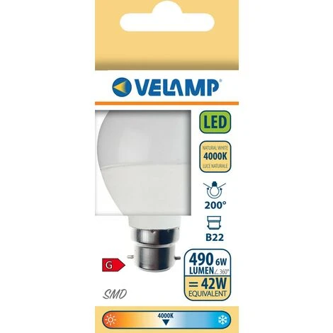 Lampadina SMD LED, Sfera P45, 6W/490lm, Base B22 (Francia), 4000K 7 Lampadina SMD LED, Sfera P45, 6W/490lm, Base B22 (Francia), 4000K - immagine 5