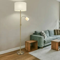 Lampada Da Terra Lampada Da Terra Washer Da Soffitto Lampada Da Soggiorno Lampada Da Lettura Con Spot Flessibile, Commutabile Separatamente, Tessuto Metallico, Ottone Bianco, DxH 50x170 Cm -Offerta economica OSRAM || Paulmann || ATMOSPHERA 46925195 3