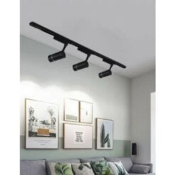 Trade Shop - Faro Proiettore Binario 30w Led Cob Luce 6500k 3000k 4000k Faretto Nero F30w-07h -bianco Freddo -