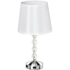 HOMCOM Lampada Da Tavolo Moderna Con Cristalli E 2 Prese USB Lampada Da Scrivania E Abat Jour Comodino