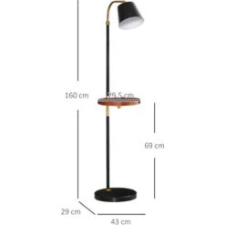 HOMCOM Lampada Da Terra Con Ripiano Da Ф29.5cm Lampada Da Pavimento Per Salotto Compatibile - Nero E Oro -Offerta economica OSRAM || Paulmann || ATMOSPHERA 48390773 3