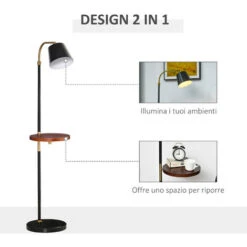 HOMCOM Lampada Da Terra Con Ripiano Da Ф29.5cm Lampada Da Pavimento Per Salotto Compatibile - Nero E Oro -Offerta economica OSRAM || Paulmann || ATMOSPHERA 48390773 4