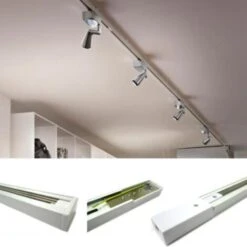 Trade Shop - Binario Led Monofasico Bianco Per Faretti Guida Track Fari A Led Cob 220v Metro -100 Cm -