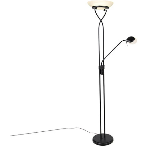 QAZQA Lampada Da Terra Con Braccioo De Lettura Empoli - Moderno - Acciaio,Vetro - Nero - Oblungo (non Sostituibile) LED Max. 1 X 30 Watt 3 QAZQA Lampada Da Terra Con Braccioo De Lettura Empoli - Moderno - Acciaio,Vetro - Nero - Oblungo (non Sostituibile) LED Max. 1 X 30 Watt