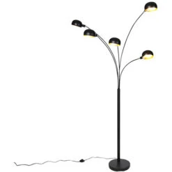 QAZQA + Lampada Da Terra Con Braccio Girevole Sixties Fl - Design - Acciaio - Nero - Oblungo Max. 5 X Watt