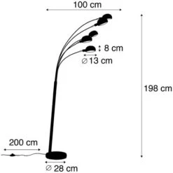 QAZQA + Lampada Da Terra Con Braccio Girevole Sixties Fl - Design - Acciaio - Nero - Oblungo Max. 5 X Watt -Offerta economica OSRAM || Paulmann || ATMOSPHERA 51737600 3