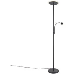 QAZQA Lampada Da Terra Con Braccioo De Lettura Chala - Moderno - Vetro,Acciaio - Nero - Oblungo (non Sostituibile) LED Max. 1 X 17 Watt