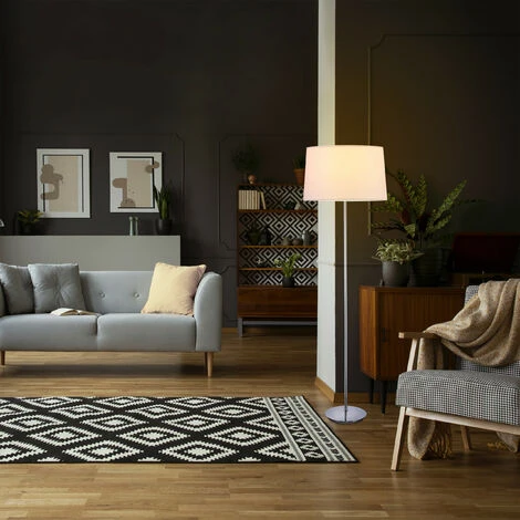 Relaxdays Lampada Da Terra Con Paralume, Stelo Cromato, Attacco E27, Ø 40 Cm, Piantana Da Pavimento, 148,5 Cm, Rosa 4 Relaxdays Lampada Da Terra Con Paralume, Stelo Cromato, Attacco E27, Ø 40 Cm, Piantana Da Pavimento, 148,5 Cm, Rosa - immagine 2