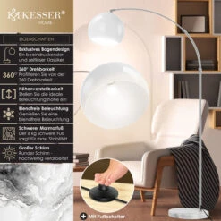 KESSER® Lampada Ad Arco Con Solida Base In Marmo - Altezza Regolabile 146-220 Cm Bianco - Interruttore A Pedale - Piantana Da Terra - Lampada Da Terra - Lampada Da Pavimento Ad Arco - Lampada A Stelo 8 KESSER® Lampada Ad Arco Con Solida Base In Marmo - Altezza Regolabile 146-220 Cm Bianco - Interruttore A Pedale - Piantana Da Terra - Lampada Da Terra - Lampada Da Pavimento Ad Arco - Lampada A Stelo -Offerta economica OSRAM || Paulmann || ATMOSPHERA 51985299 2
