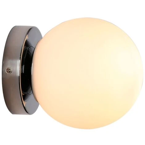 Applique Con Sfera In Vetro Opalino "AVA" Inspiration En Flos IC C/W1- E27 - IP44 Colore Cromo 7 Applique Con Sfera In Vetro Opalino "AVA" Inspiration En Flos IC C/W1- E27 - IP44 Colore Cromo - immagine 5