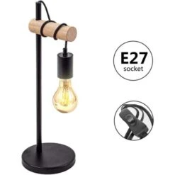 Lampada Da Scrivania, Lampada Da Tavolo In Metallo Nero E Legno, Lampada Da Comodino Retrò, Lampada Da Scrivania Dal Industriale, Ideale Per Ambienti Rustici E Moderni, Lampadina E27 Non Inclusa -Offerta economica OSRAM || Paulmann || ATMOSPHERA 52072981 4