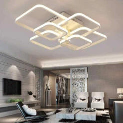 Lampadario Da Soffitto Plafoniera A Led Moderna 70 Watt Con 6 Quadrati 5600 Lm Luce Fredda 6500k
