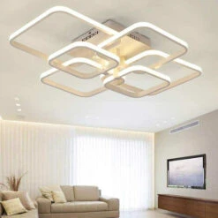 Lampadario Da Soffitto Plafoniera A Led Moderna 70 Watt Con 6 Quadrati 5600 Lm Luce Naturale 4000k