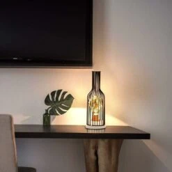 Lampada Da Notte In Ferro Retrò, Lampada Da Tavolo Creativa Con Bottiglia Di Vino, Lampada Da Notte In Filo Di Rame Per Hotel Ristorante Di Casa, Batterie Non Incluse -Offerta economica OSRAM || Paulmann || ATMOSPHERA 52860003 3