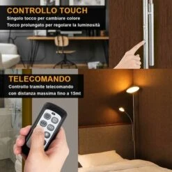 Lampada PIantana Da Terra Touch LED 36W 2000Lm 2 Luci Dimmerabile + Telecomando -Offerta economica OSRAM || Paulmann || ATMOSPHERA 53494764 4