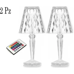 Coppia Lampada Da Tavolo Da Interno RGB Filo USB Diamantata Effetto Cristallo