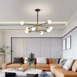 Lampada A Sospensione, Lampadario Moderno Da Soggiorno, Base E27 A 8 Luci Nero-oro, Lampadario Industriale In Metallo Con Regolazione Della Rotazione A 360° Per Soggiorno, Camera Da Letto, Sala Da Pra -Offerta economica OSRAM || Paulmann || ATMOSPHERA 55391561 4