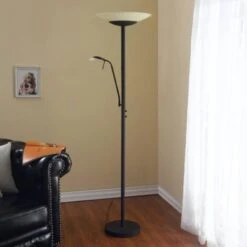 Lindby Piantana LED Ragna Con Luce Lettura Nero Anticato