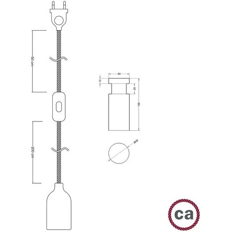 Snake, Cablaggio Con Portalampada In Legno, Spina E Interruttore Completo Di Passacavo In Legno Rolé Senza Lampadina - Neutro 7 Snake, Cablaggio Con Portalampada In Legno, Spina E Interruttore Completo Di Passacavo In Legno Rolé Senza Lampadina - Neutro - immagine 5