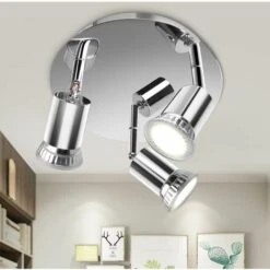 FARETTI DA SOFFITTO ORIENTABILI PLAFONIERA LED CON 3 FARETTI GU10 BASE LAMPADARIO DA SOFFITTO